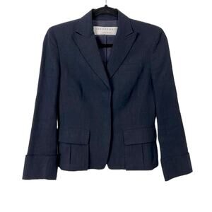 Charles Nolan New York Navy 100% linen jacket women’s size 2